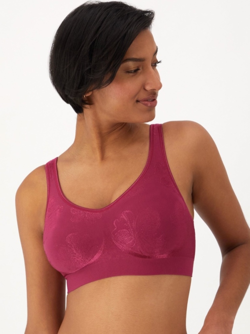 Bali Women's Comfort Revolution Shaping Wirefree Bra Deep Cerise-M NWT